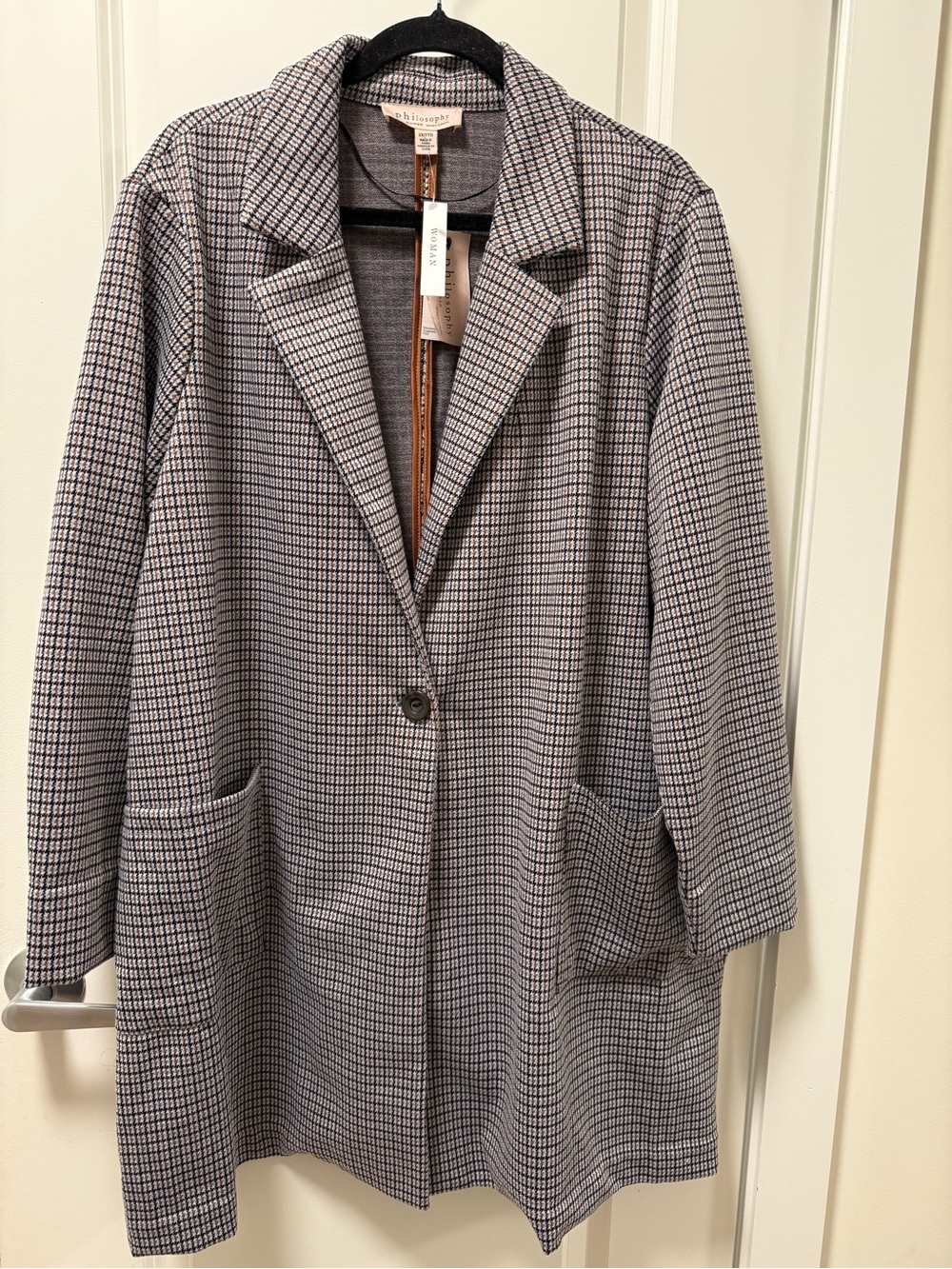 Plus Size Philosophy Women's Plaid Single-Button Blazer